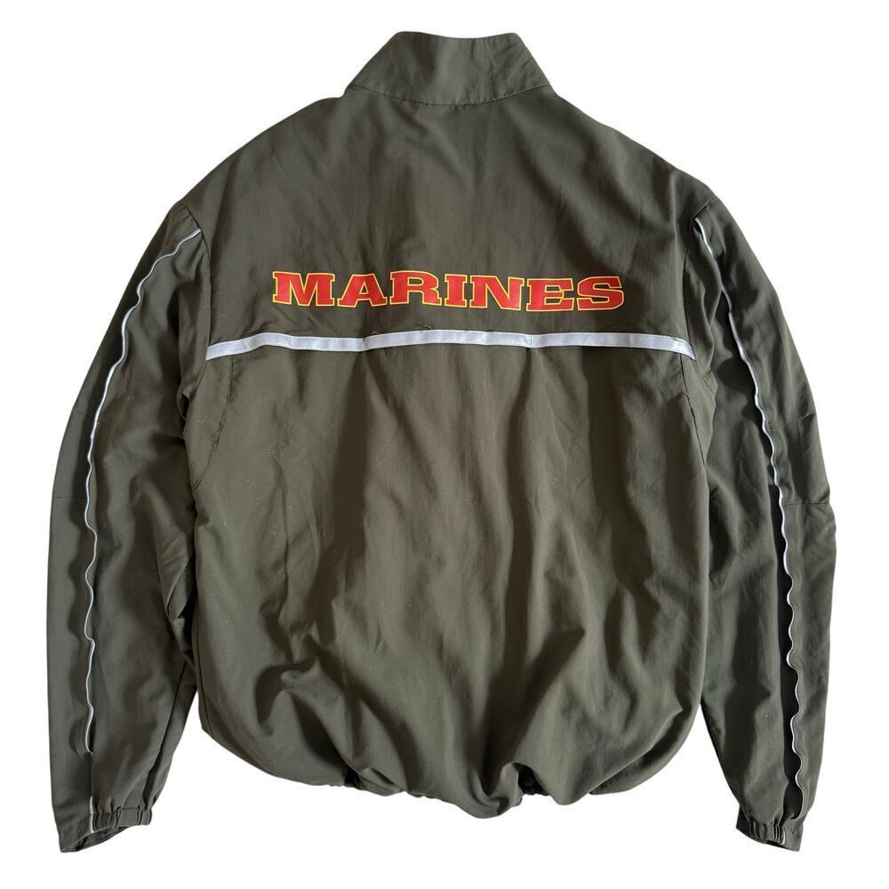 U.S. Marines Running Drawstring Zip Up Windbreaker Jacket Army Green Size S